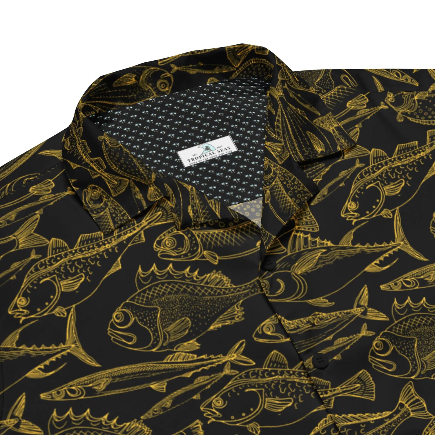 Sea of Gold Riches Hawaiian Button Shirt: Dive into Opulent Ocean Elegance!