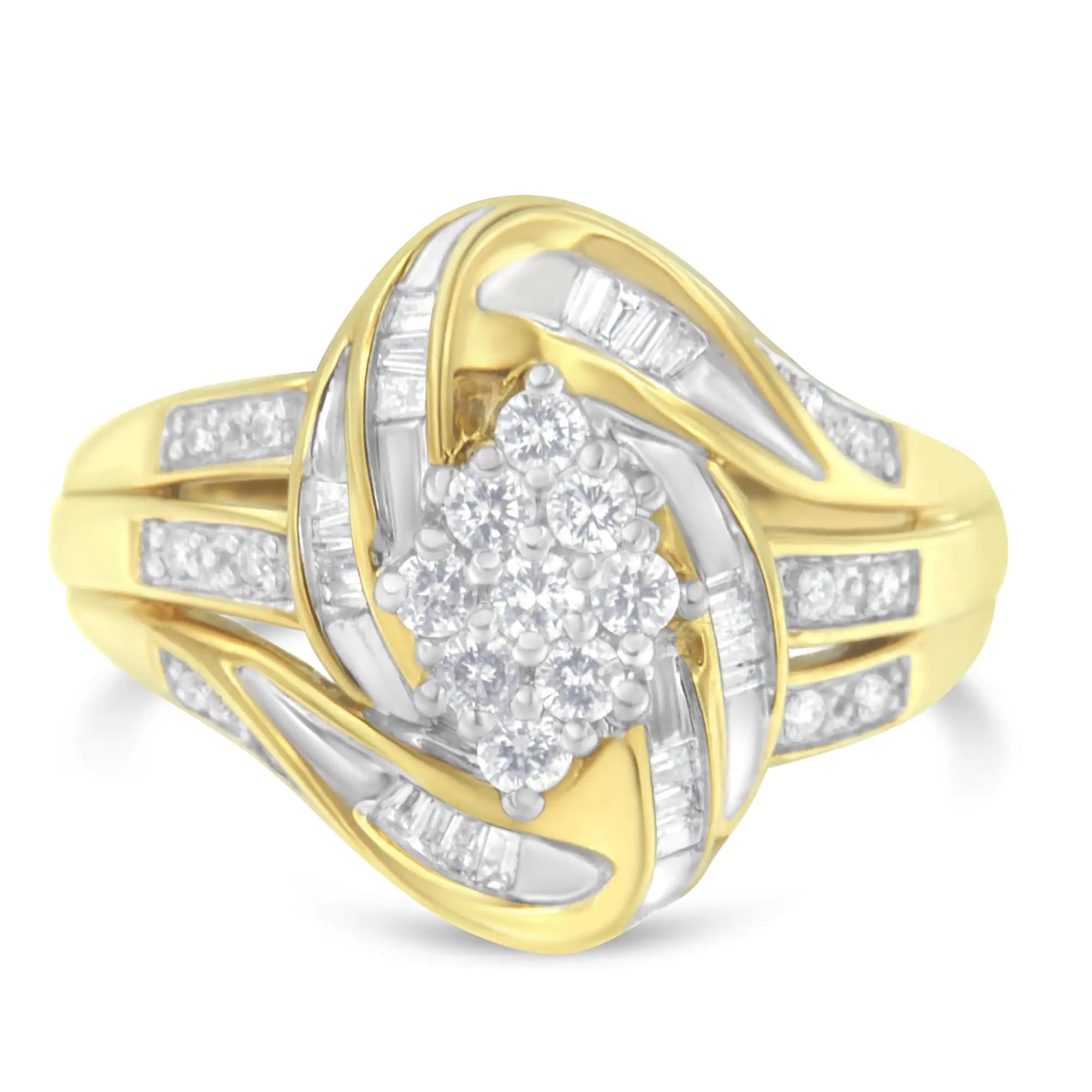 10KT Yellow Gold Diamond Cocktail Ring (1/2 cttw, H-I Color, SI2-I1 Clarity