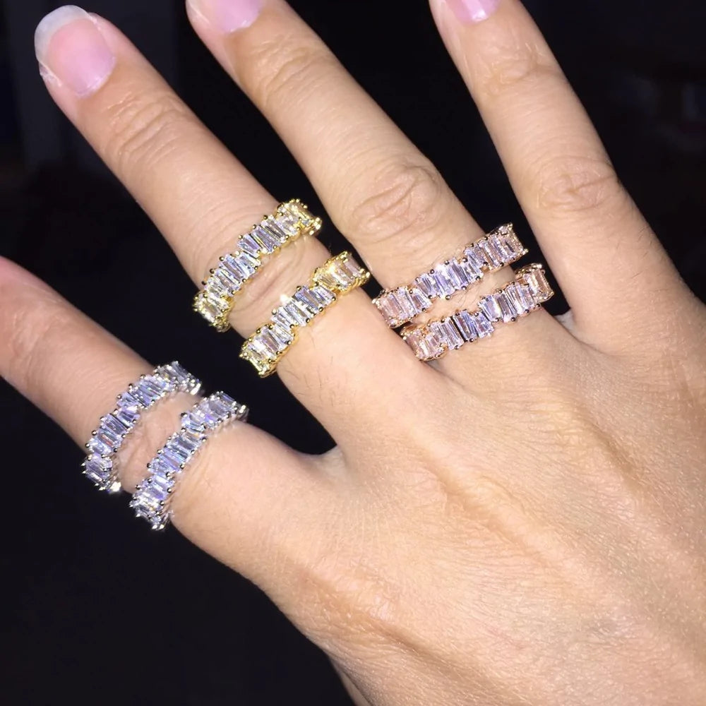 Thin Baguette T Ring Stone Rings