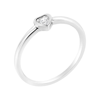 .925 Sterling Silver Miracle Set Diamond Accent Heart Shaped Promise Ring (J-K Color, I1-I2 Clarity)