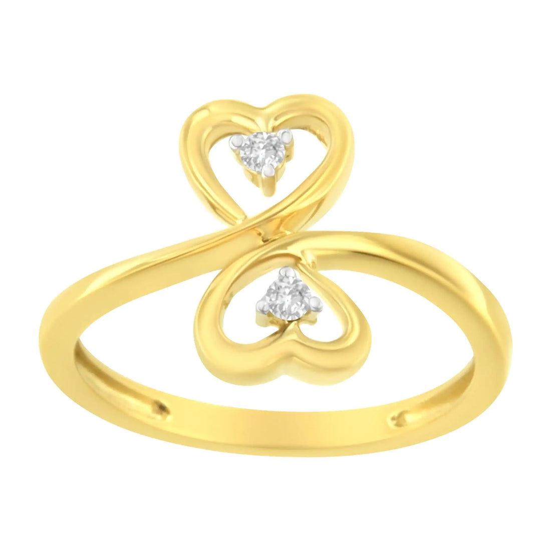 14KT Yellow Gold 1/20 ctw. Dual Heart Diamond Ring (K-L, I1-I2)