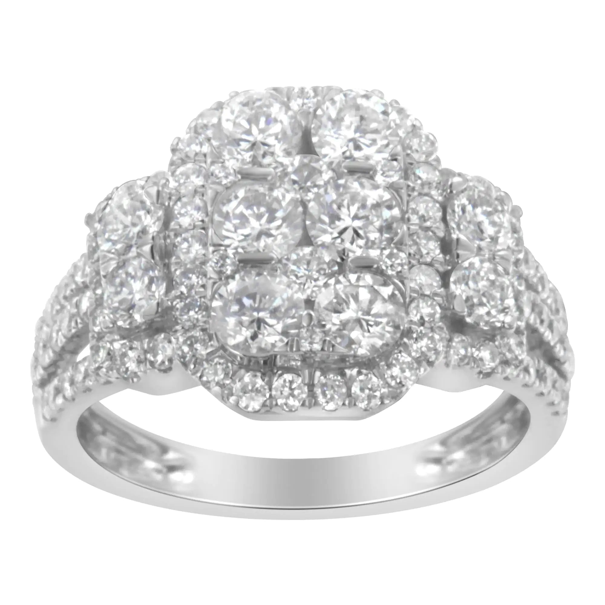 14K White Gold 2 1/4 Cttw Diamond Cocktail Cluster Ring (G-H Color, SI2-I1 Clarity)