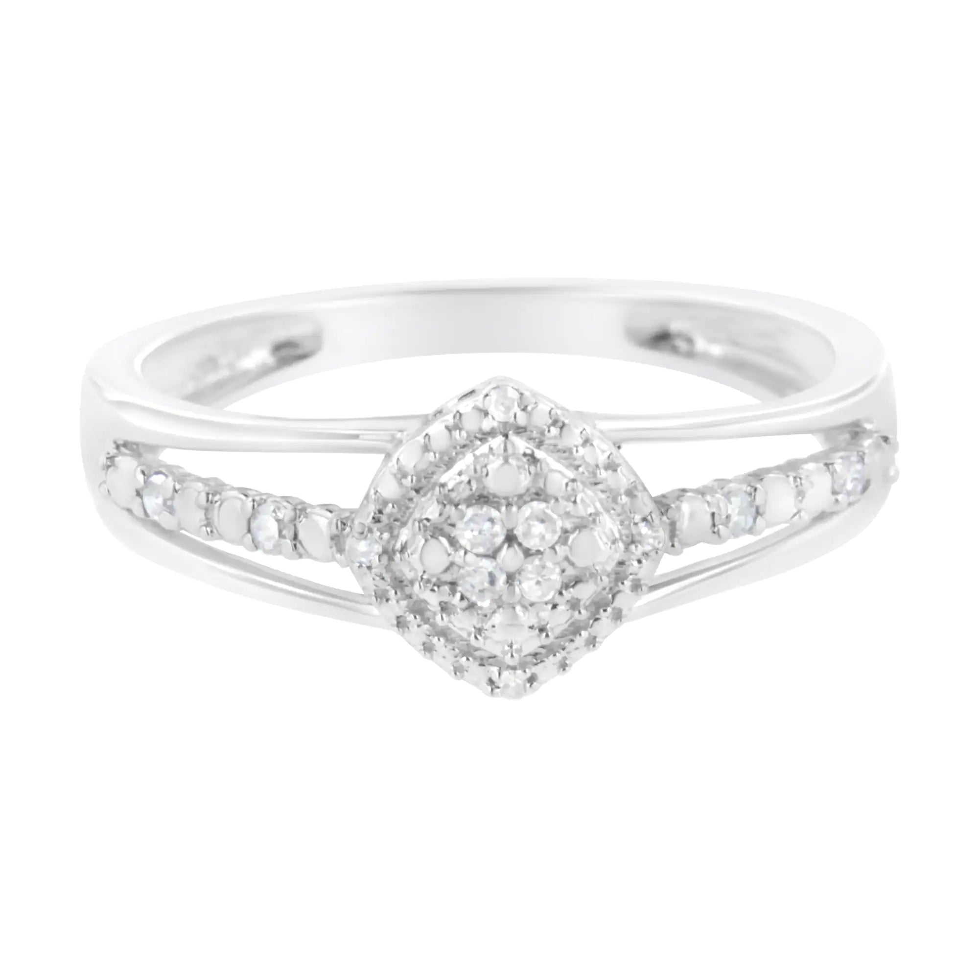 .925 Sterling Silver 1/10 Cttw Diamond Split Shank Promise Cocktail Ring (I-J Color, I1-I2 Clarity)