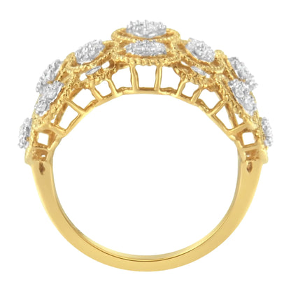 14K Yellow Gold Diamond Art Deco Ring (1/2 Cttw, H-I Color, I1 Clarity)