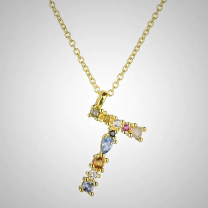 ANDYWEN 925 Sterling Silver Gold Letter M Opal Initial Necklace