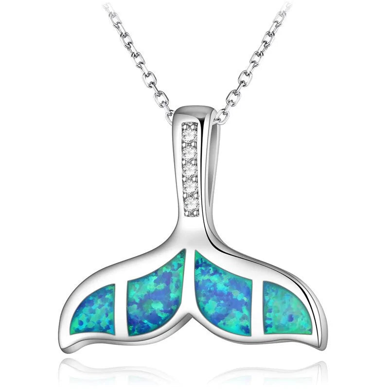 Full Blue Imitati Opal Sea Turtle Pendant Necklace