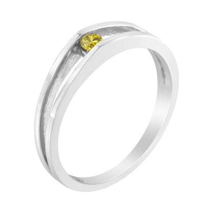 10K White Gold Treated Yellow Diamond Promise Ring (1/10 Cttw, Yellow Color, I2-I3 Clarity)