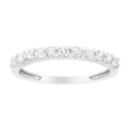 .925 Sterling Silver 1/2 cttw Shared Prong-Set Brilliant Round-Cut Diamond 11 Stone Band Ring (I-J Color, SI2-I1 Clarity)