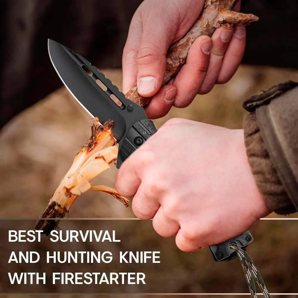 Tactical Folding Knife with Paracord, Whistle &amp; Fire starter