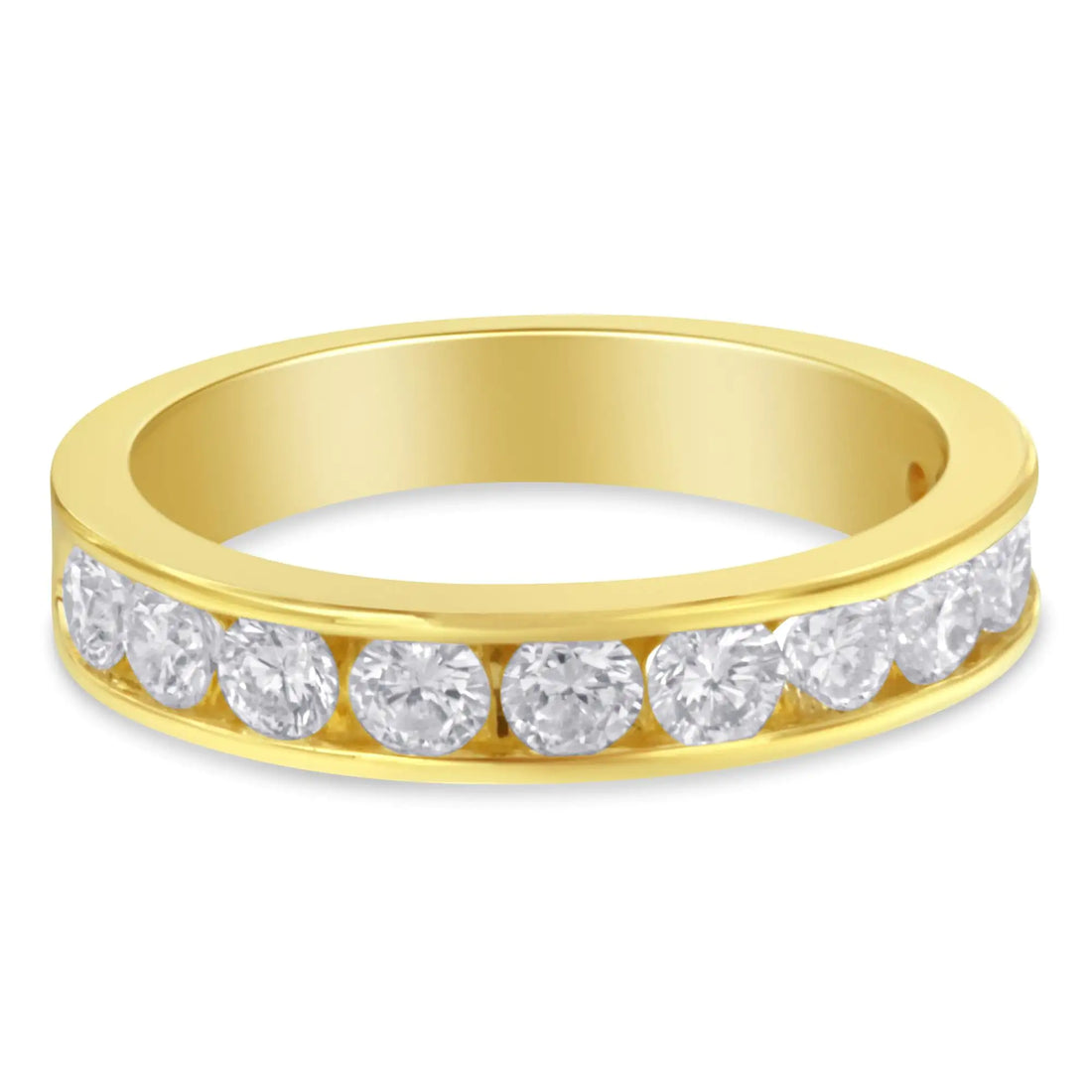 18K Yellow Gold Round Cut Diamond Band Ring (1 Cttw, H-I Color, SI2-I1 Clarity)