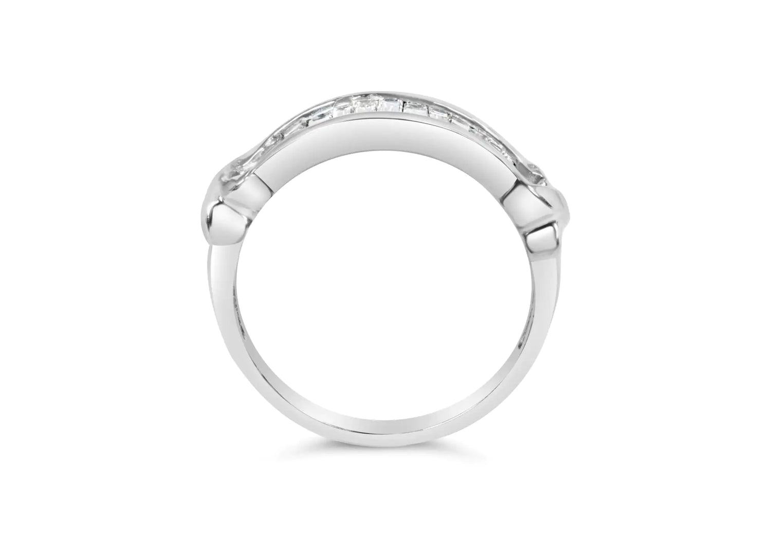 .925 Sterling Silver 1/2 Cttw Baguette Cut Diamond Channel Set X-Station Wedding Ring (H-I Color, I1-I2 Clarity)