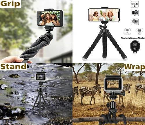 Flexible Phone Tripod With Bluetooth Remote Shutter