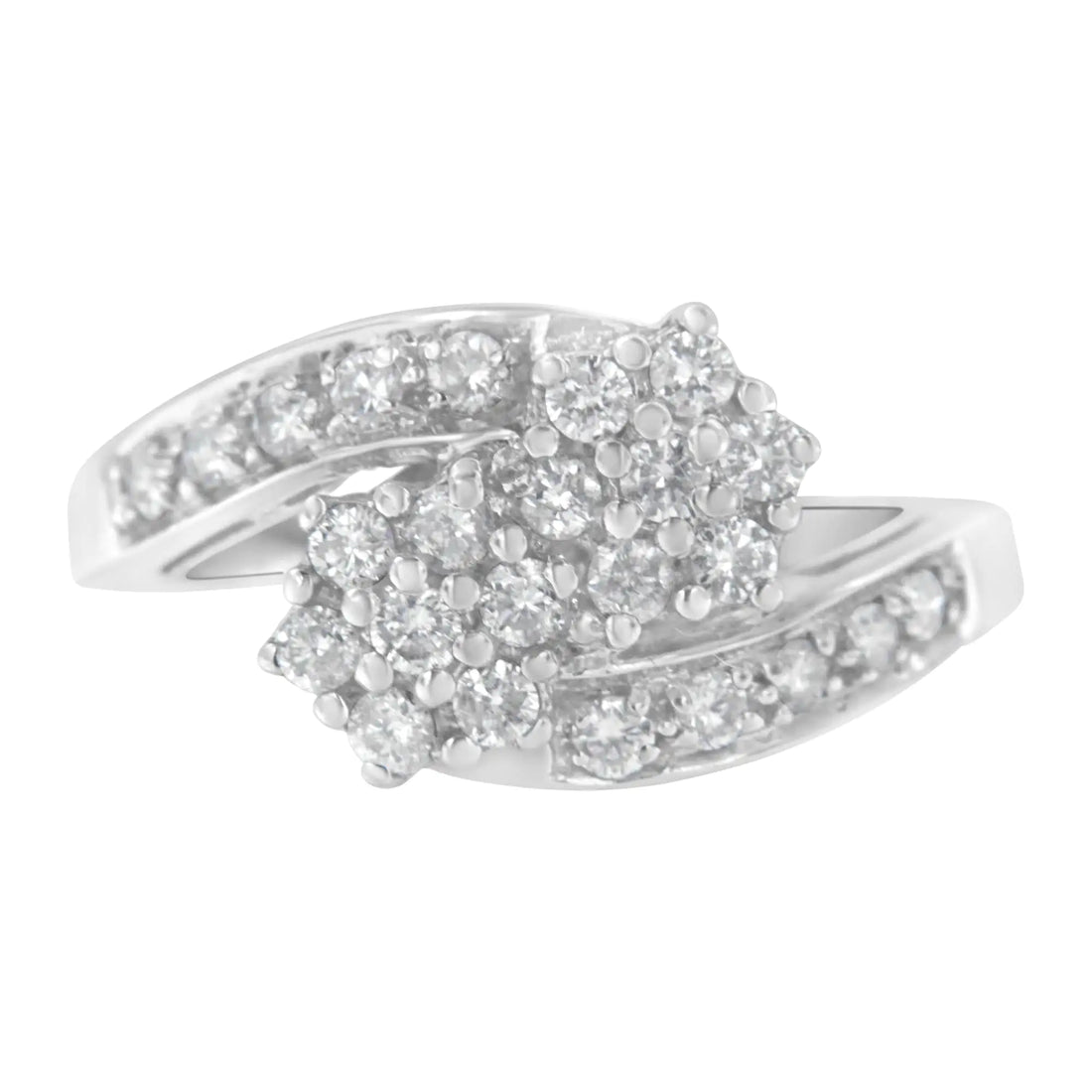 14KT White Gold Diamond Cluster Ring Band (7/8 cttw, H-I Color, I1-I2 Clarity)