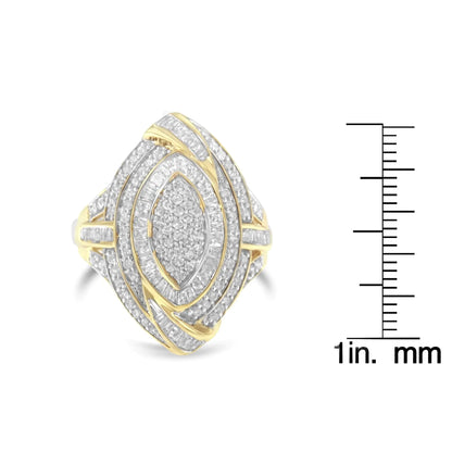 10K Yellow Gold Diamond Cocktail Ring (1 cttw, I-J Color, I2-I3 Clarity)