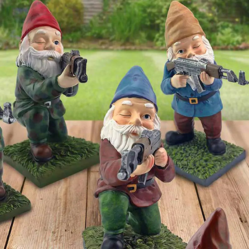 Funny Army Gnome Garden Statue