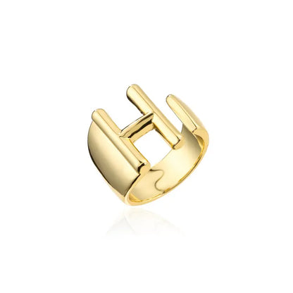 Adjustable Gold Alphabet Ring For Women