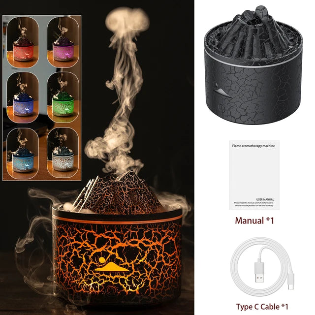 Volcano Fire Flame Air Humidifier Aroma Diffuser Essential Oil