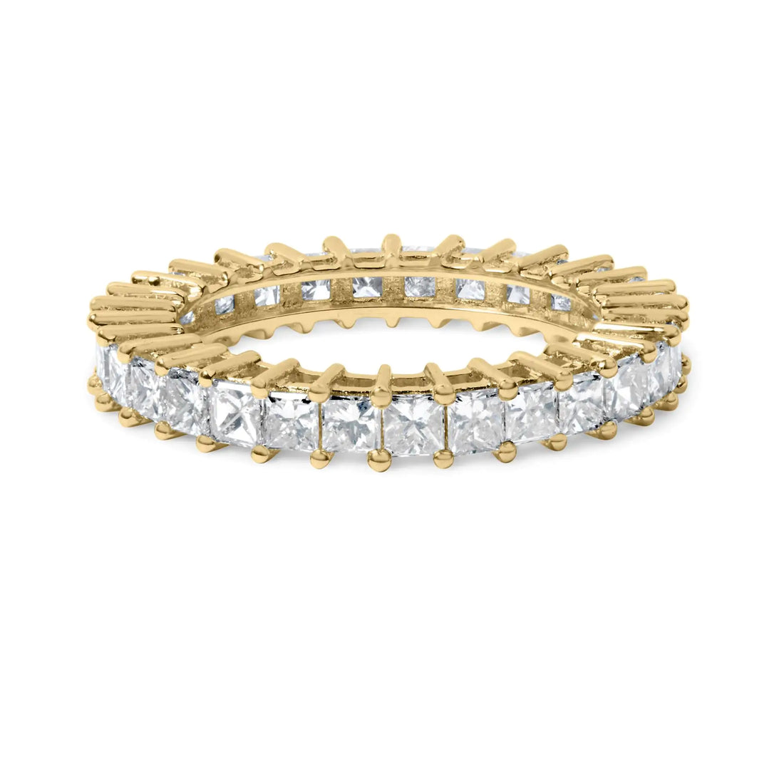 14K Yellow Gold 3.0 Cttw Shared Prong-Set Princess-cut Diamond Eternity Band Ring (H-I Color, SI1-SI2 Clarity)