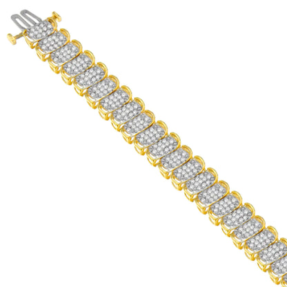 10K Yellow Gold Round Cut Diamond Ring Bracelet (3.00 cttw, J-K Color, I2-I3 Clarity)