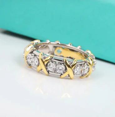 Luxury Two-Tone Cross Ring