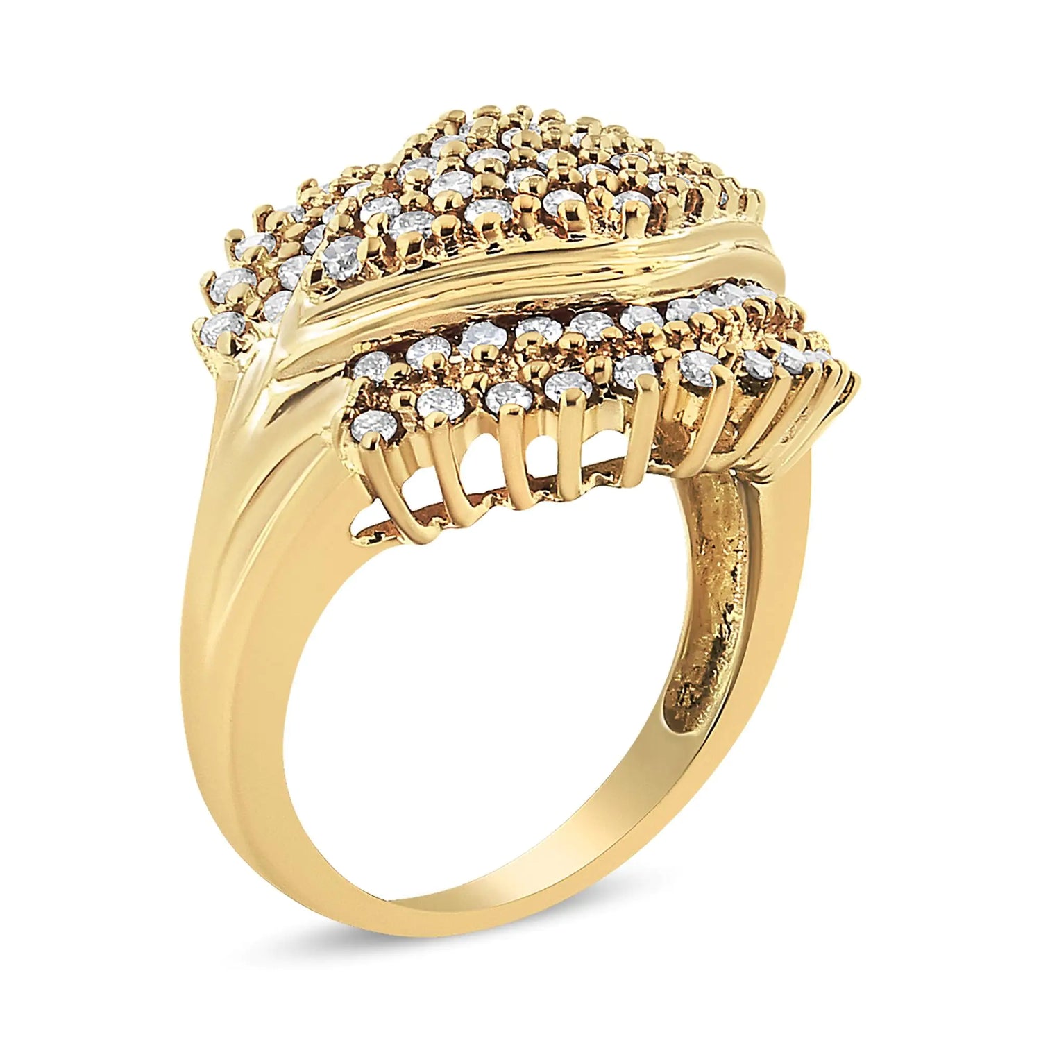 10K Yellow Gold Plated .925 Sterling Silver 1.00 Cttw Diamond Cluster Ring (Champagne Color, I2-I3 Clarity)