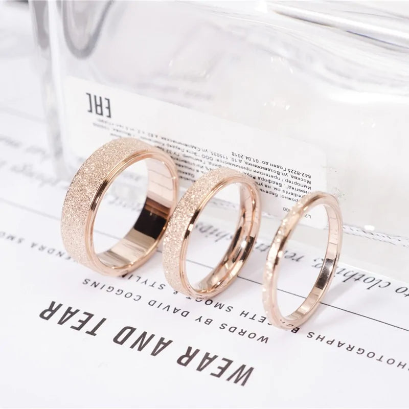 Rose Gold Color Frosted Finger Ring