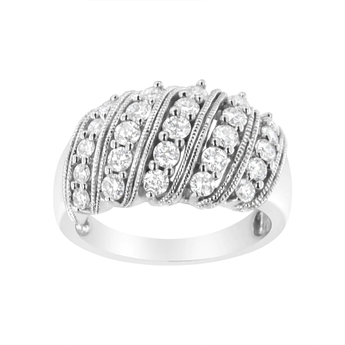 .925 Sterling Silver 1 cttw Lab Grown Diamond Cluster Band Ring (F-G Color, VS2-SI1 Clarity)