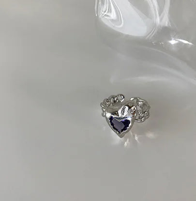 Adjustable Heart Sparkling Ring