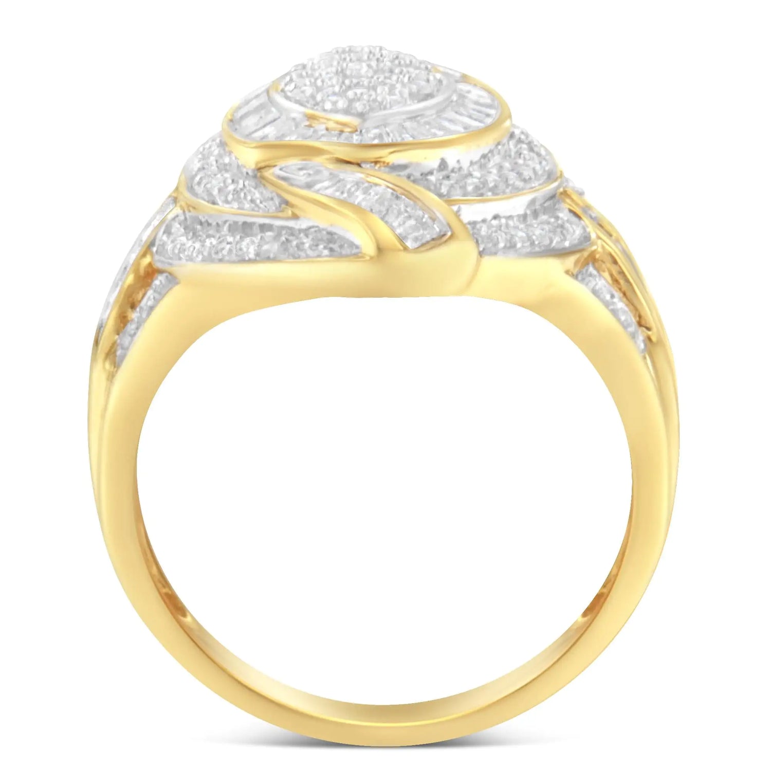 10K Yellow Gold Plated .925 Sterling Silver &amp; 1-1/5 Cttw Diamond Marquise Shaped Cluster Cocktail Fashion Ring (I-J Color, I2-I3 Clarity)