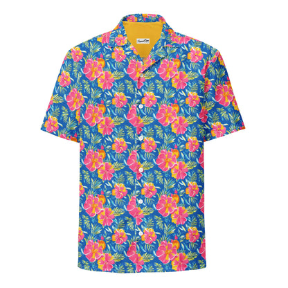 Hibiscus Lagoon Button Down Hawaiian Shirt - Coastal Summer 2024 Collection