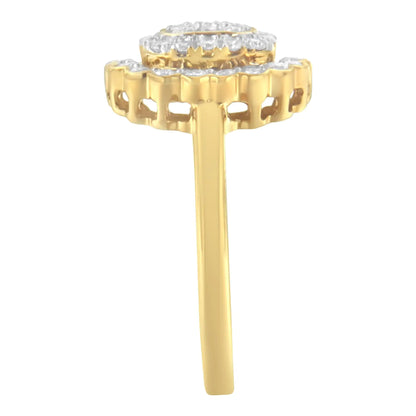 10K Yellow Gold Plated .925 Sterling Silver Diamond Cocktail Ring (3/4 Cttw, J-K Color, I2-I3 Clarity)