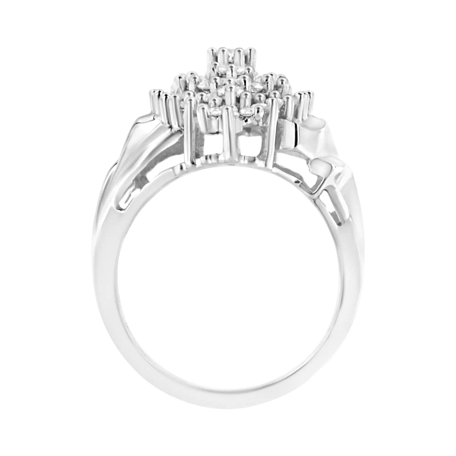 .925 Sterling Silver 1 cttw Lab Grown Diamond Cluster Ring (F-G Color, VS2-SI1 Clarity)