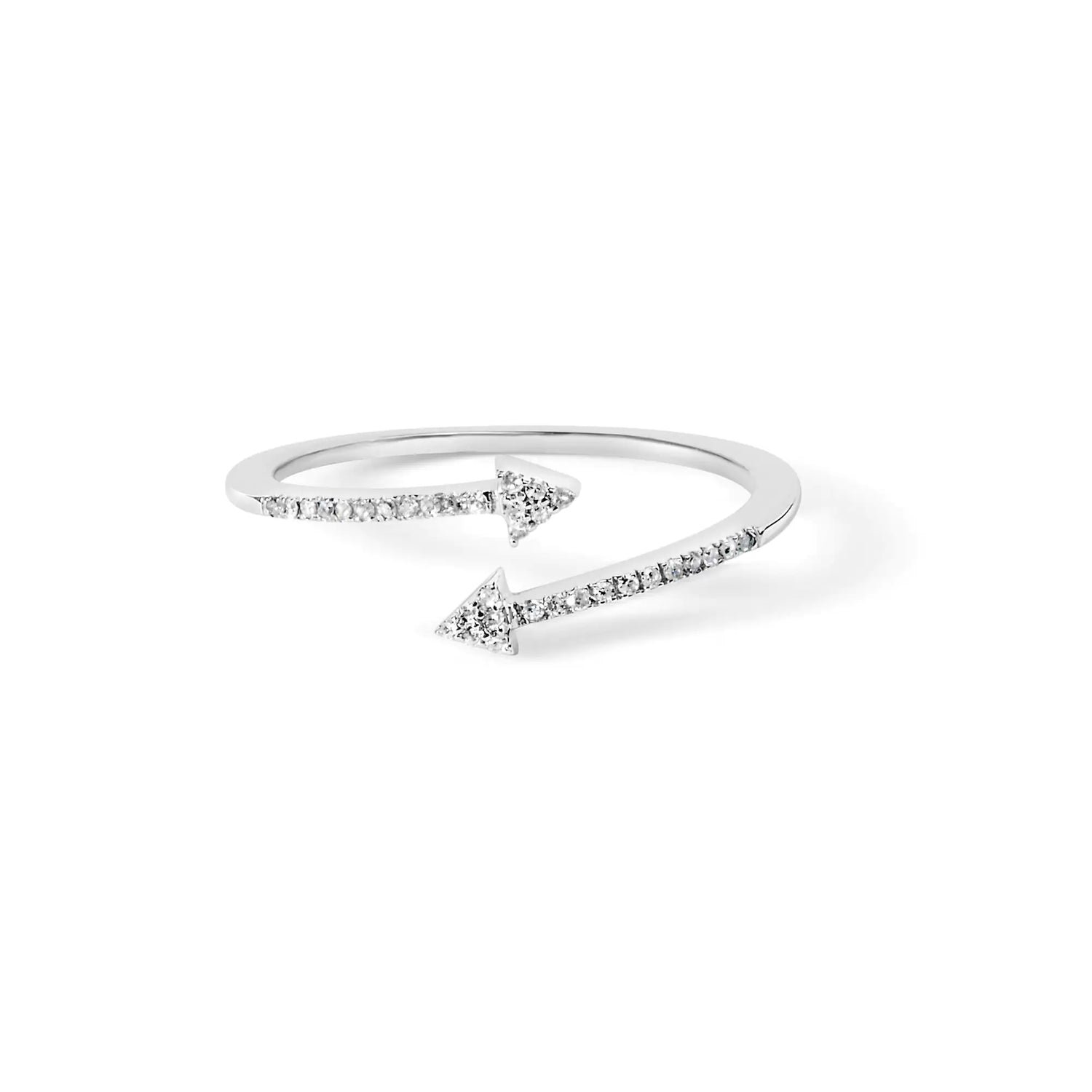 .925 Sterling Silver 1/5 Cttw Diamond Double Arrowhead Open Ring (I-J Color, I2-I3 Clarity)