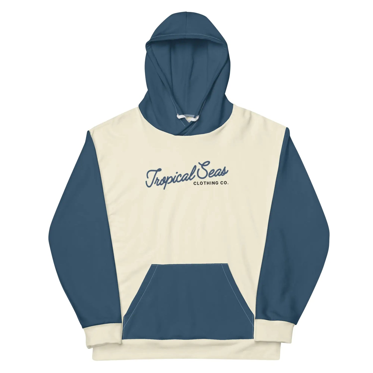 Navy &amp; Off White Two-Toned Tropical Seas Hoodie