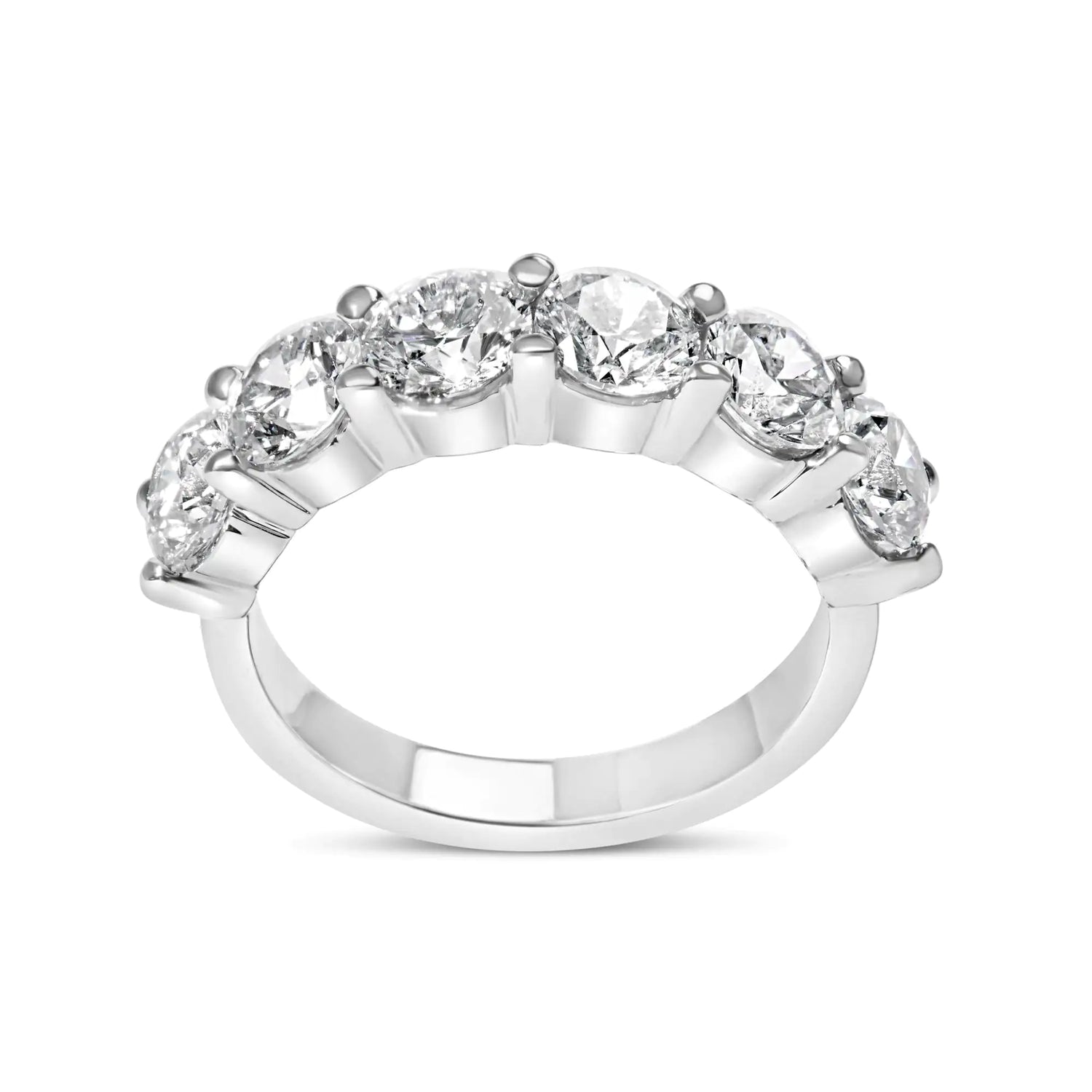 14K White Gold 3.0 Cttw Lab-Grown Diamond Shared Prong Set 6 Stone Band Ring (G-H Color, VS2-SI1 Clarity)