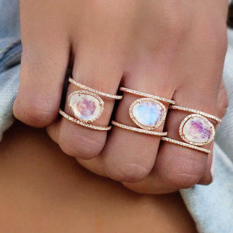 Double Band Moonstone Ring