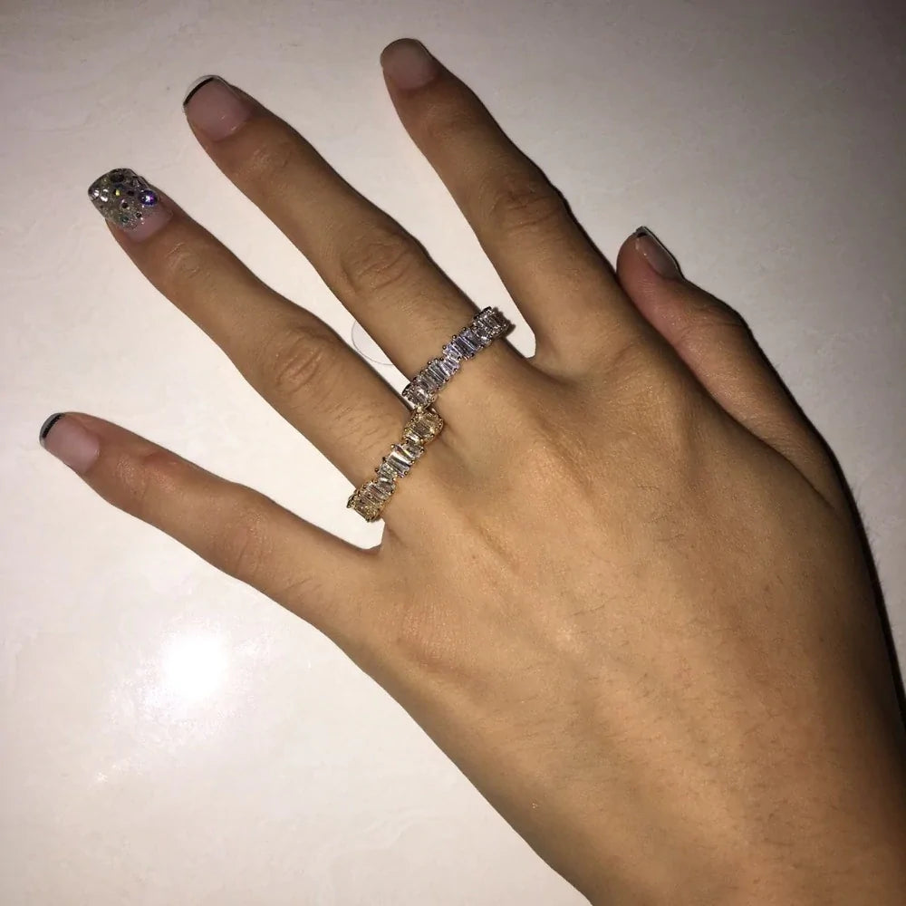 Thin Baguette T Ring Stone Rings