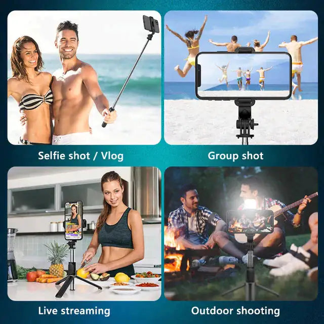 Wireless Selfie Stick Tripod with Light