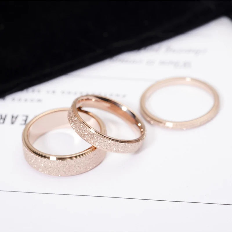 Rose Gold Color Frosted Finger Ring