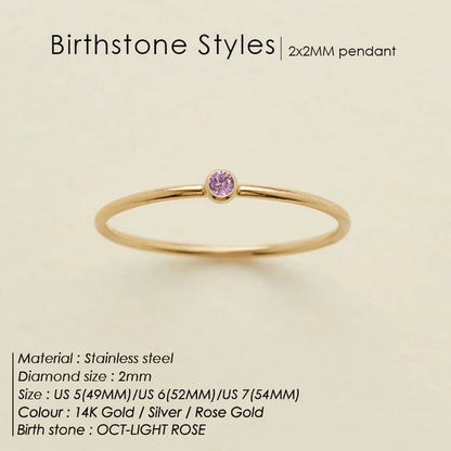 Stainless Steel Birthstone Ring