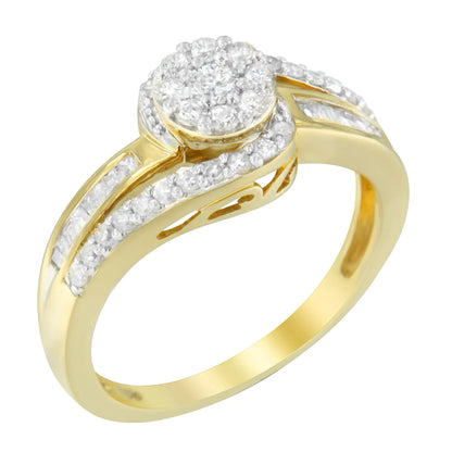 10K Yellow Gold Diamond Cluster Ring (1/2 Cttw, I-J Color, I2-I3 Clarity)