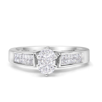 14K White Gold 5/8 Cttw Pie Cut Diamond Oval Shape Solitaire Ring (H-I Color, VS1-VS2 Clarity)