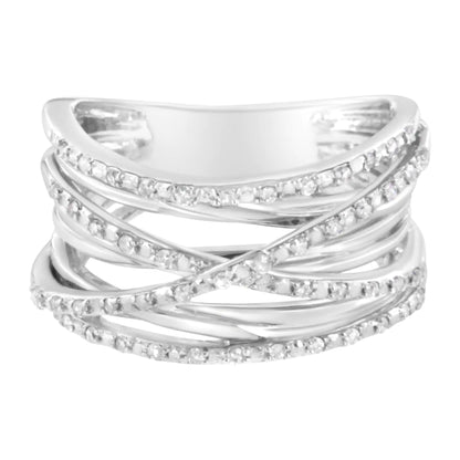 .925 Sterling Silver 1/4 Cttw Prong Set Round-Cut Diamond Bypass Ring (I-J Color, I1-I2 Clarity)