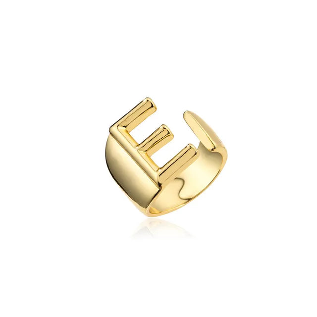 Adjustable Gold Alphabet Ring For Women