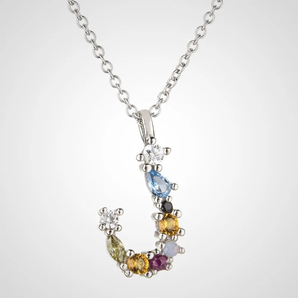 ANDYWEN 925 Sterling Silver Gold Letter M Opal Initial Necklace