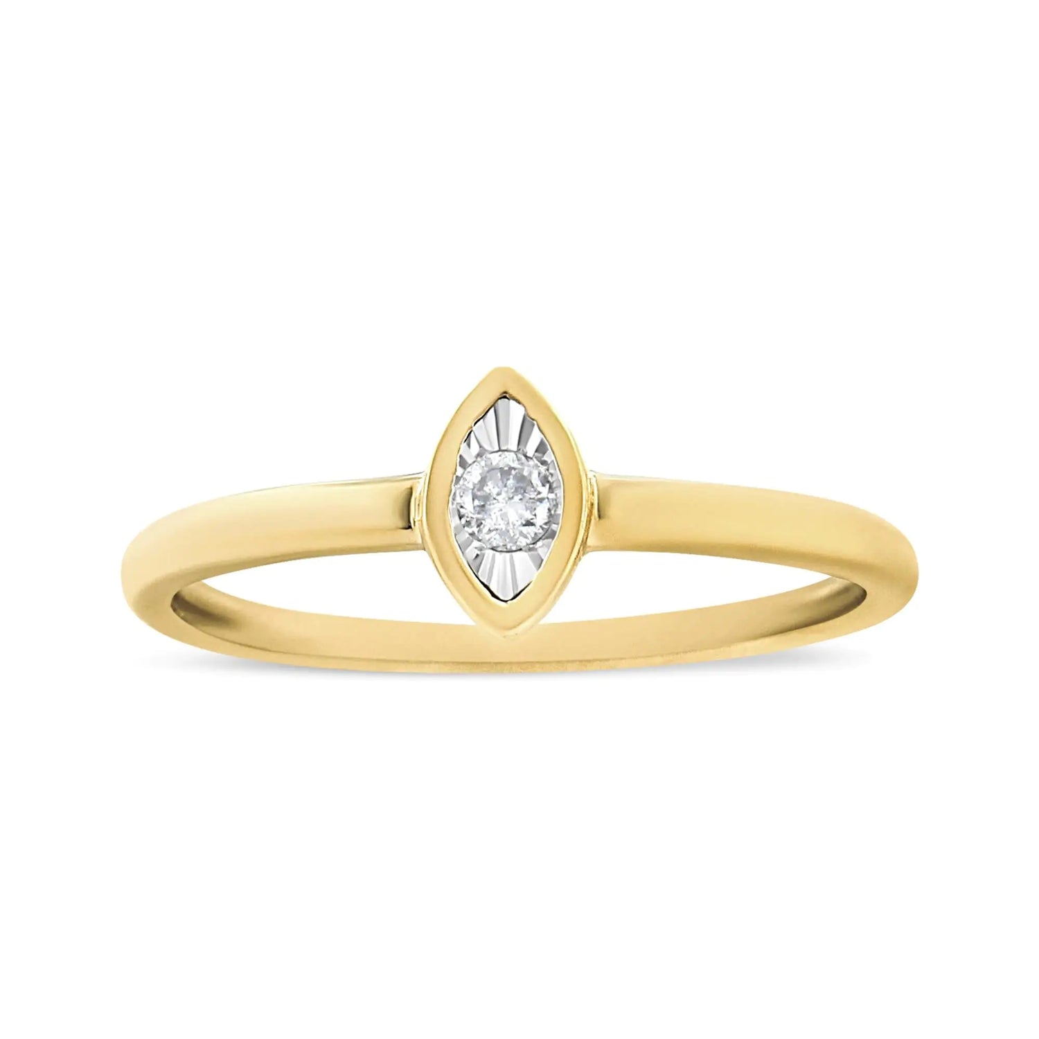 14K Yellow Gold Plated .925 Sterling Silver 1/20 Cttw Miracle Set Diamond Ring (J-K Color, I1-I2 Clarity)