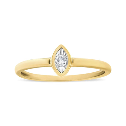 14K Yellow Gold Plated .925 Sterling Silver 1/20 Cttw Miracle Set Diamond Ring (J-K Color, I1-I2 Clarity)