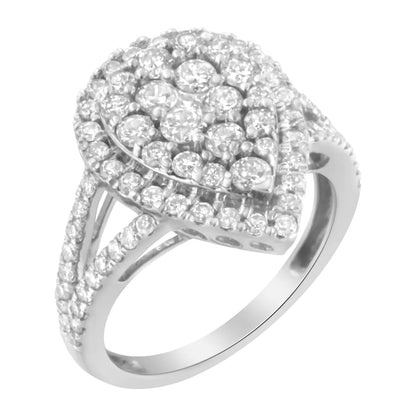 .925 Sterling Silver Diamond Cluster Ring (1 1/2 Cttw, H-I Color, I1-I2 Clarity)