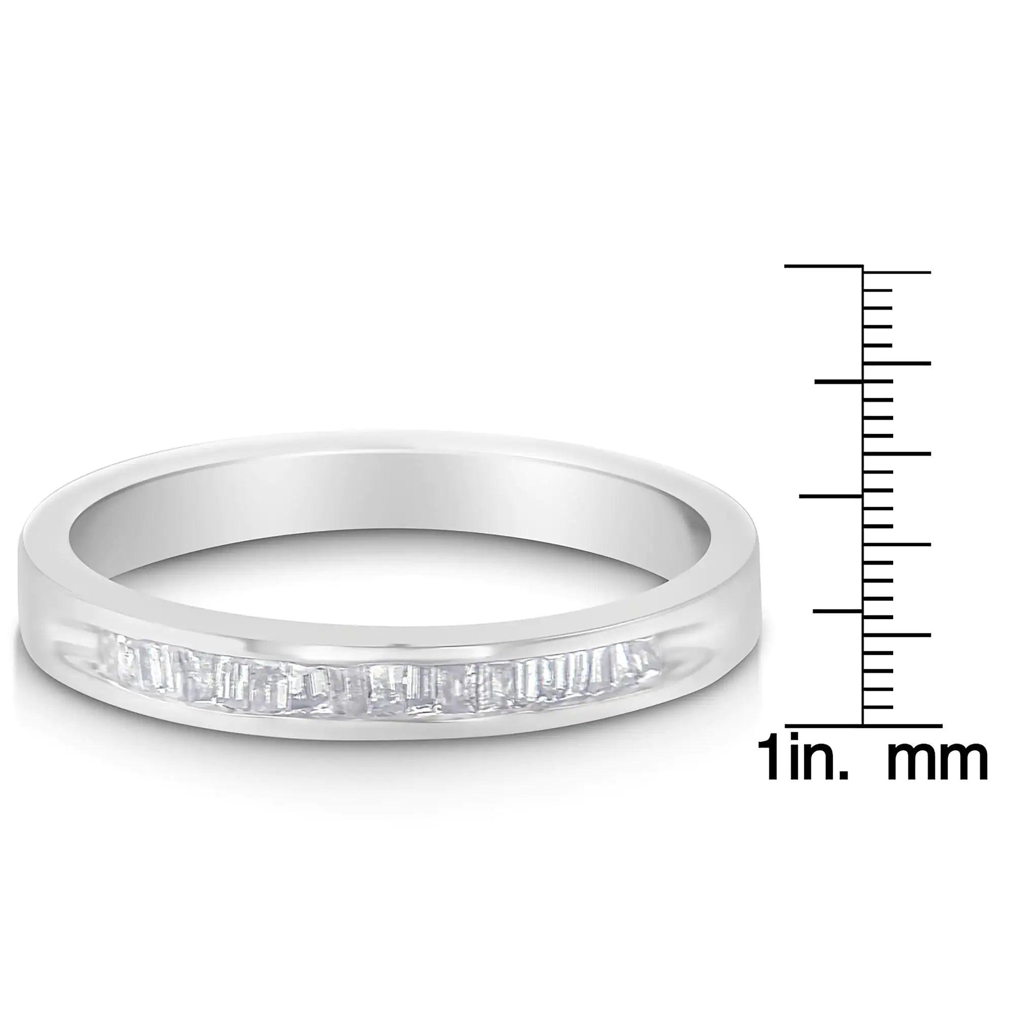 .925 Sterling Silver 1/5 Cttw Diamond Channel-Set Stackable Band Ring (H-I Color, I1-I2 Clarity)