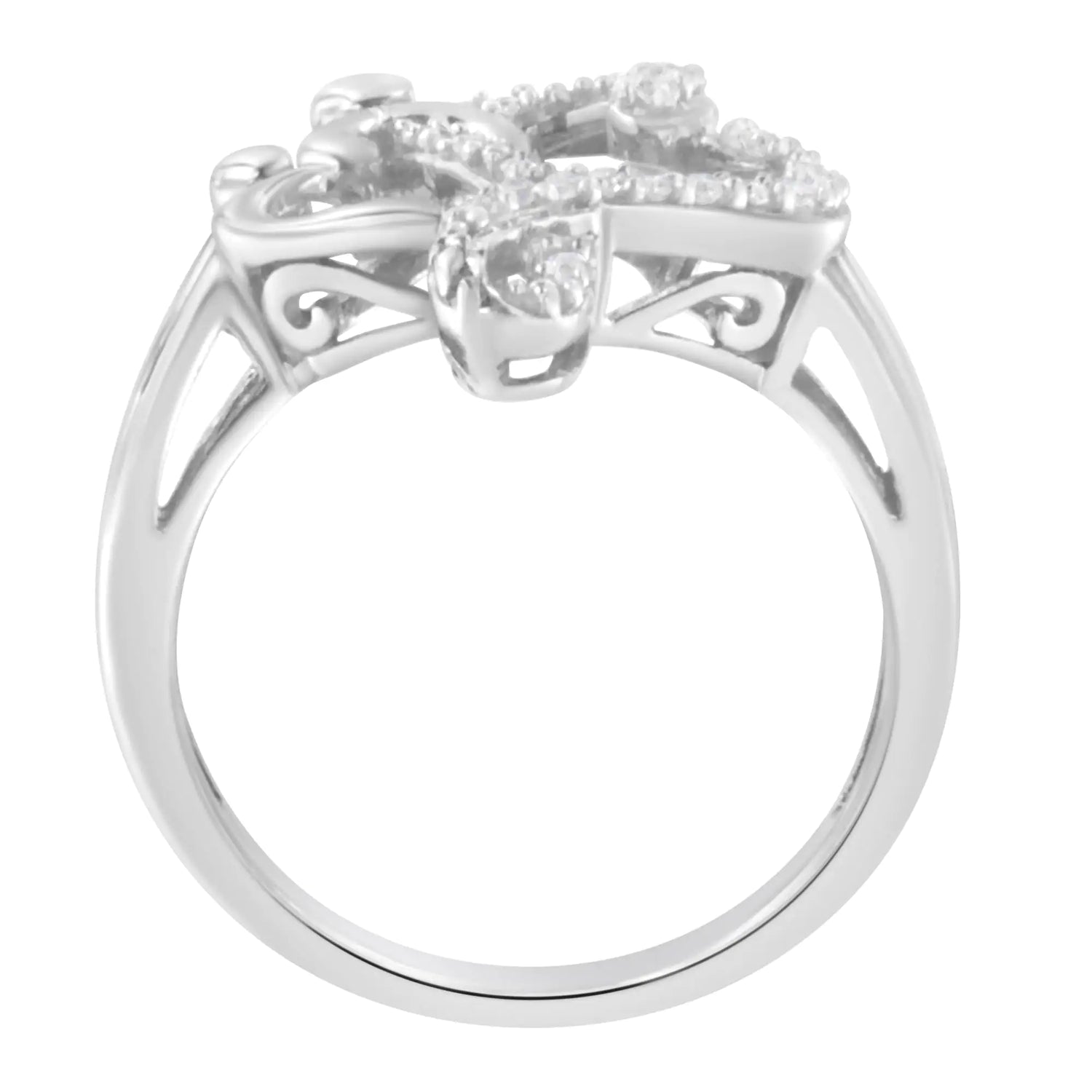 .925 Sterling Silver Diamond Heart and Music Note Ring (1/10 Cttw, H-I Color, I3 Clarity)